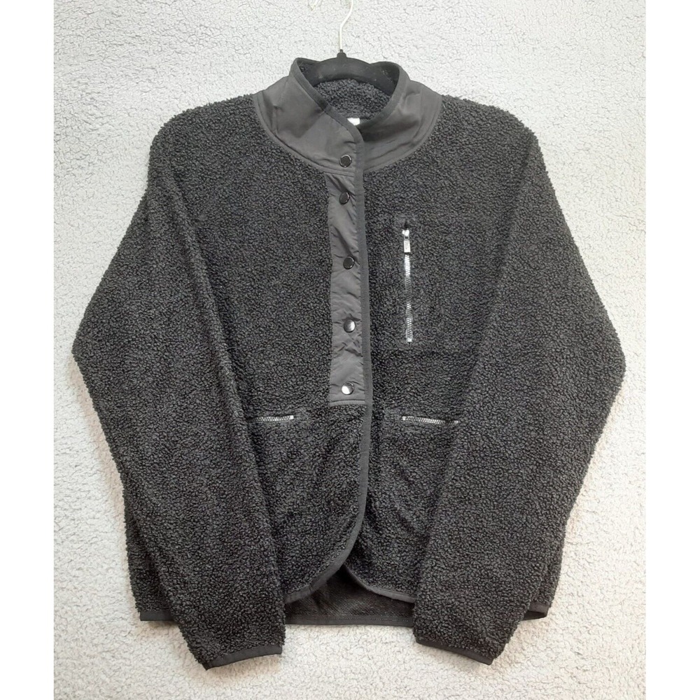 PINK Jacket Womens Size Small Black Biker 80s 3 Pocket‎ Button Coat